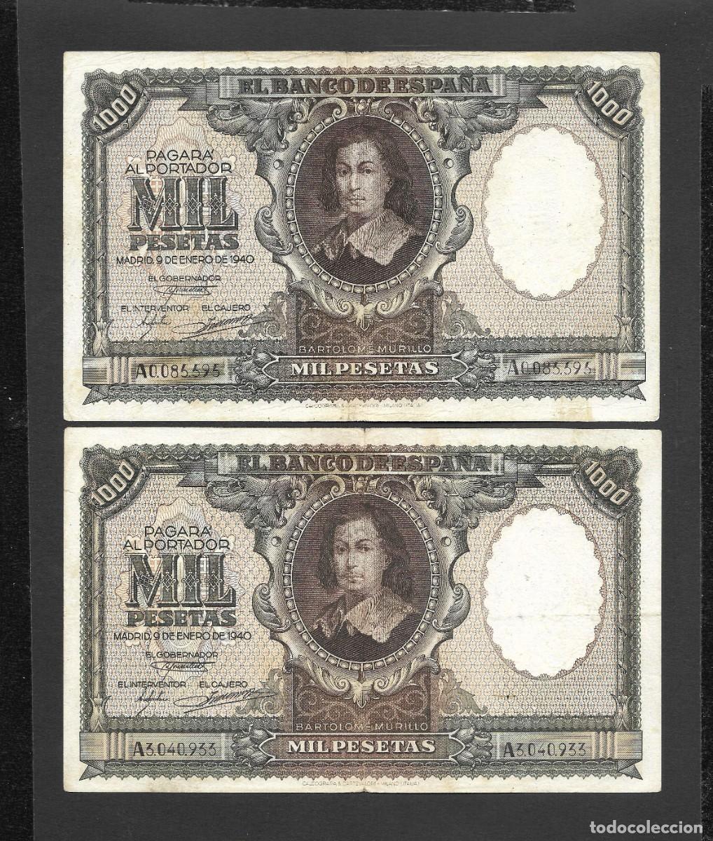 Billetes espa&ntilde;oles: 2 BILLETES 1000 PESETAS 1940 SERIE A MBC-