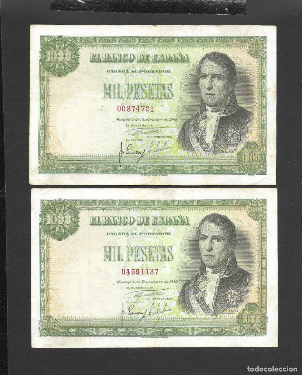 Billetes espa&ntilde;oles: 2 BILLETES 1000 PESETAS 1949 SIN SERIE MBC/MBC+