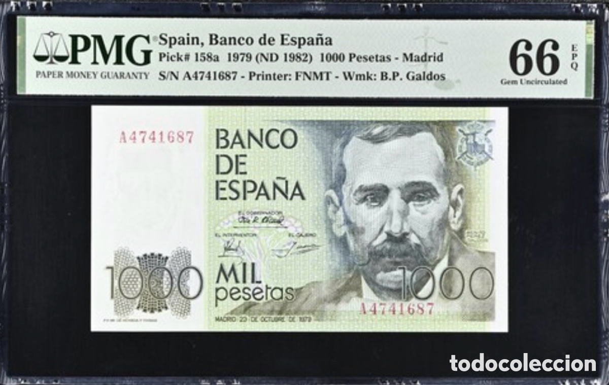 Billetes espa&ntilde;oles: Billete 1000 Pesetas 1979 PMG 66 Serie A