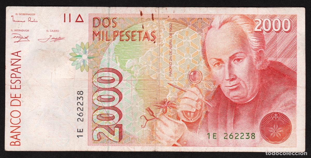 Billetes espa&ntilde;oles: ESPA&Ntilde;A. 2000 pesetas 1992. Dos numeros de serie.