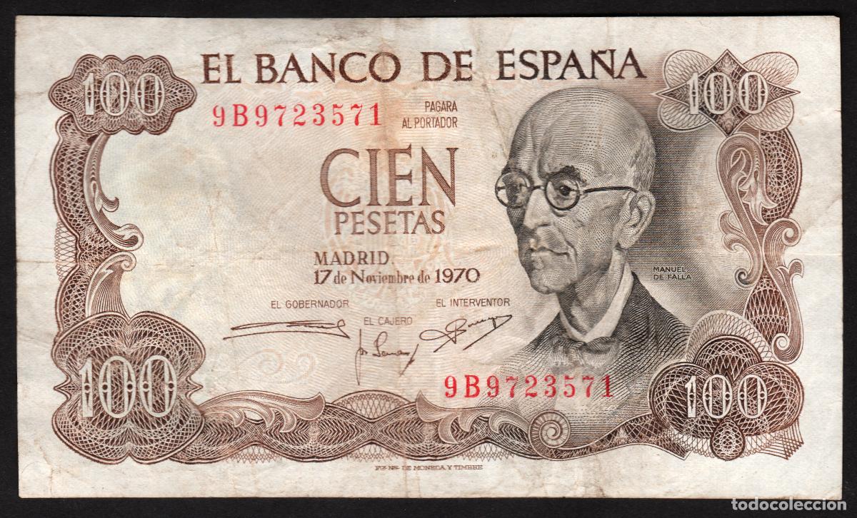 Billetes espa&ntilde;oles: ESPA&Ntilde;A. 100 pesetas 1970. Manuel de Falla. Serie 9B.