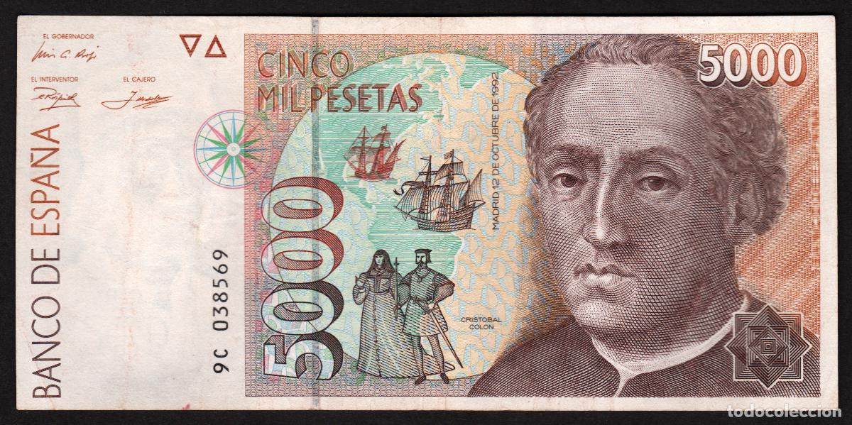 Billetes espa&ntilde;oles: ESPA&Ntilde;A. 5000 pesetas 1992. Serie 9C - reposicion.
