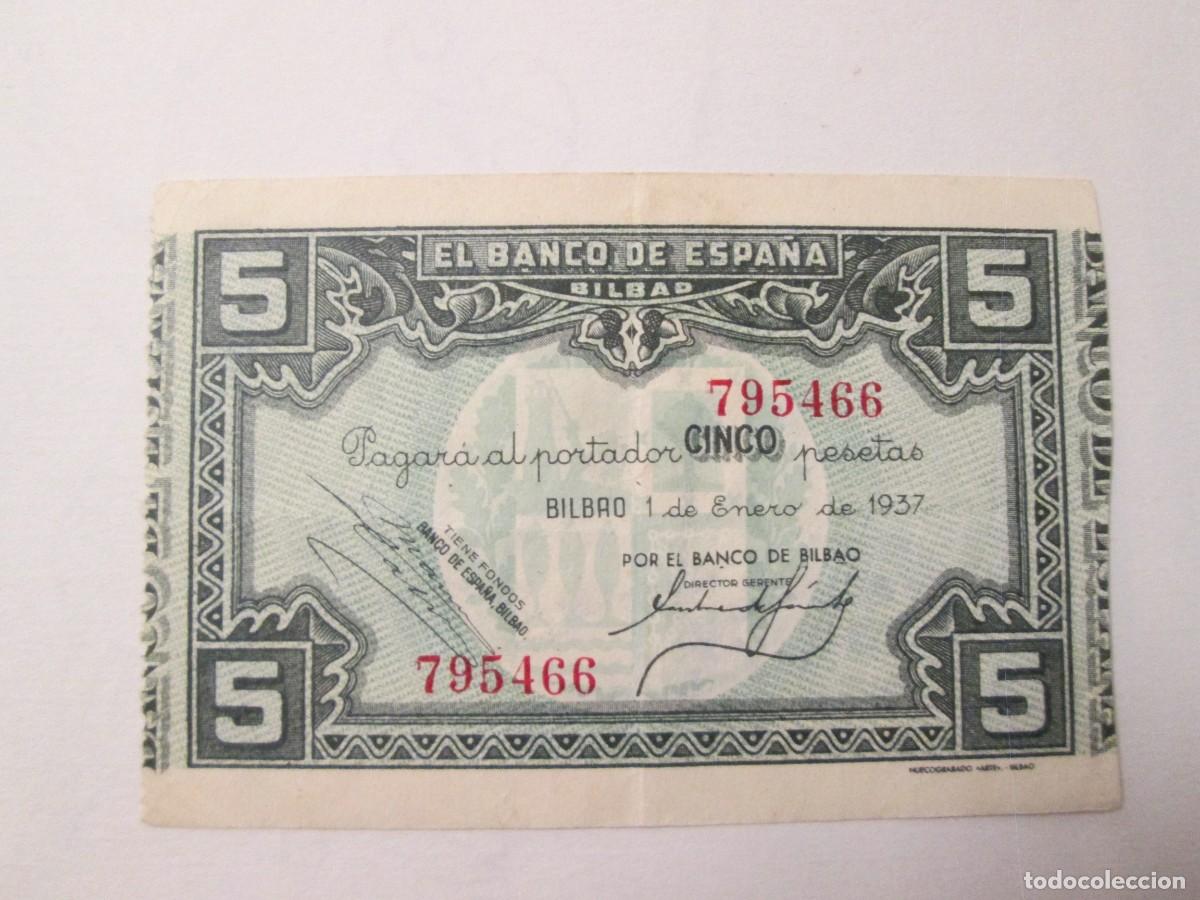 Billetes espa&ntilde;oles: 5 PESETAS 1937 BANCO DE ESPA&Ntilde;A BILBAO