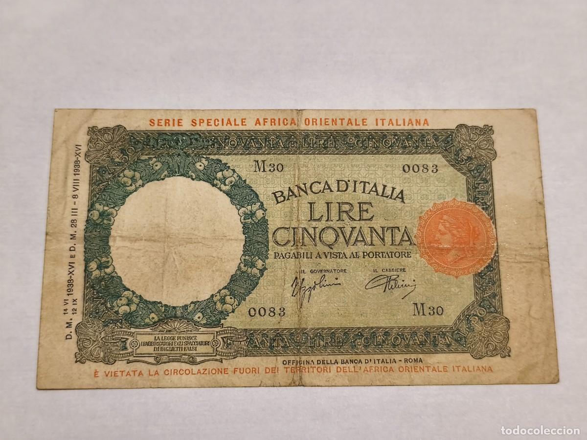Billetes espa&ntilde;oles: &Aacute;frica oriental italiana 50lires 1938
