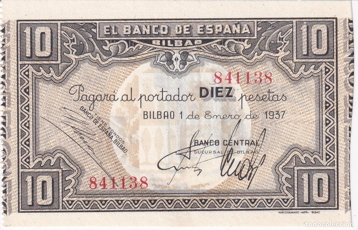 Billetes espa&ntilde;oles: BILLETE DE 10 PESETAS DEL BANCO DE ESPA&Ntilde;A-BILBAO DEL A&Ntilde;O 1937 SIN CIRCULAR (SC) (BANCO CENTRAL)
