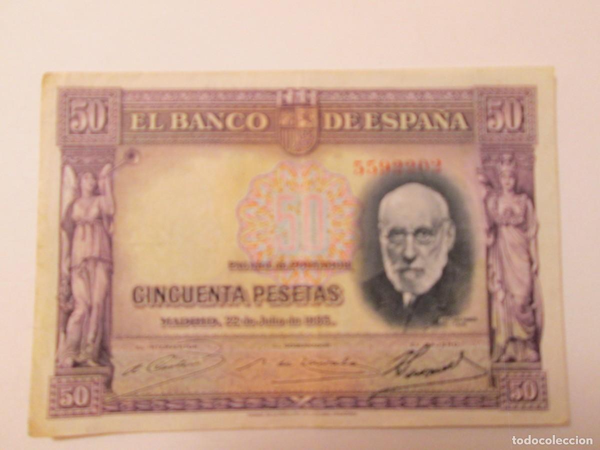 Billetes espa&ntilde;oles: 50 PESETAS 1935 RAMON Y CAJAL SIN SERIE