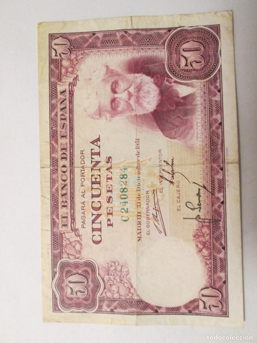 Billetes espa&ntilde;oles: 50 PESETAS 1951 SERIE C CIRCULADO