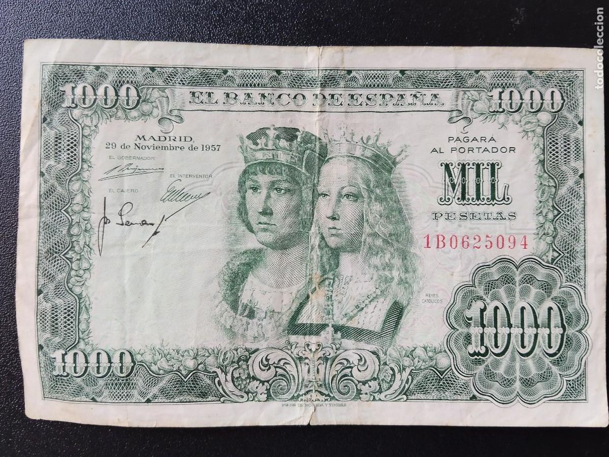 Billetes espa&ntilde;oles: BILLETE: 1000 PESETAS 1957 SERIE 1B