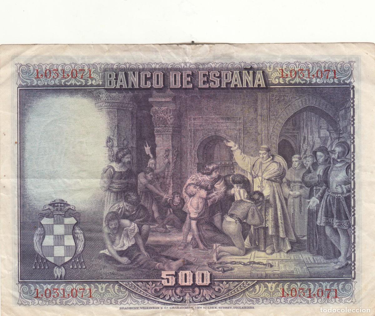 Billetes espa&ntilde;oles: BILLETE: 500 PESETAS 1928 - Foto 2