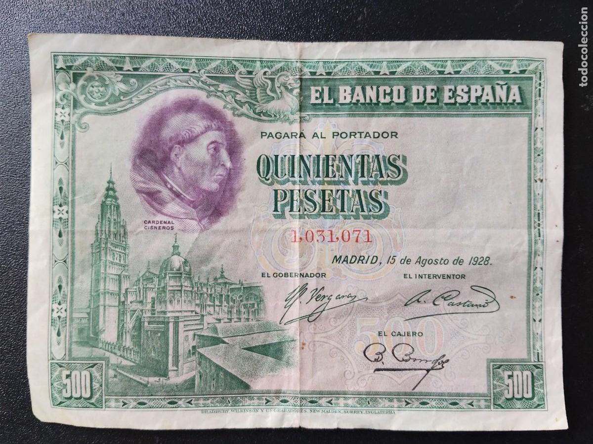 Billetes espa&ntilde;oles: BILLETE: 500 PESETAS 1928