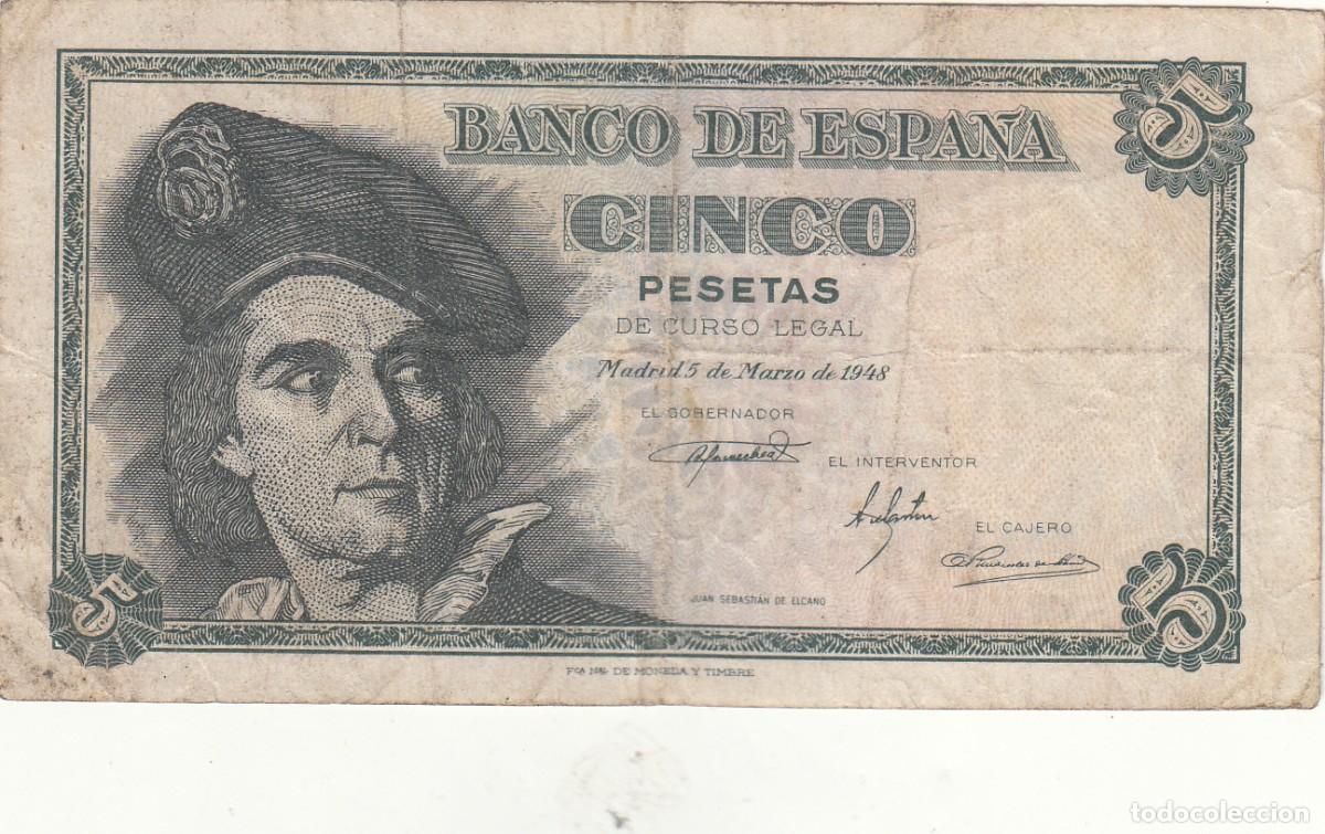 Billetes espa&ntilde;oles: BILLETE: 5 PESETAS 1948 SERIE C