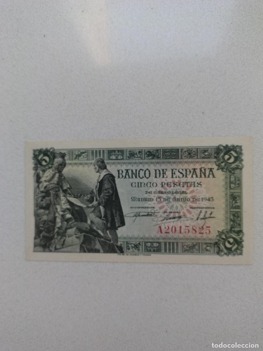 Billetes espa&ntilde;oles: No83-BILLETE 5 PESETAS 1945