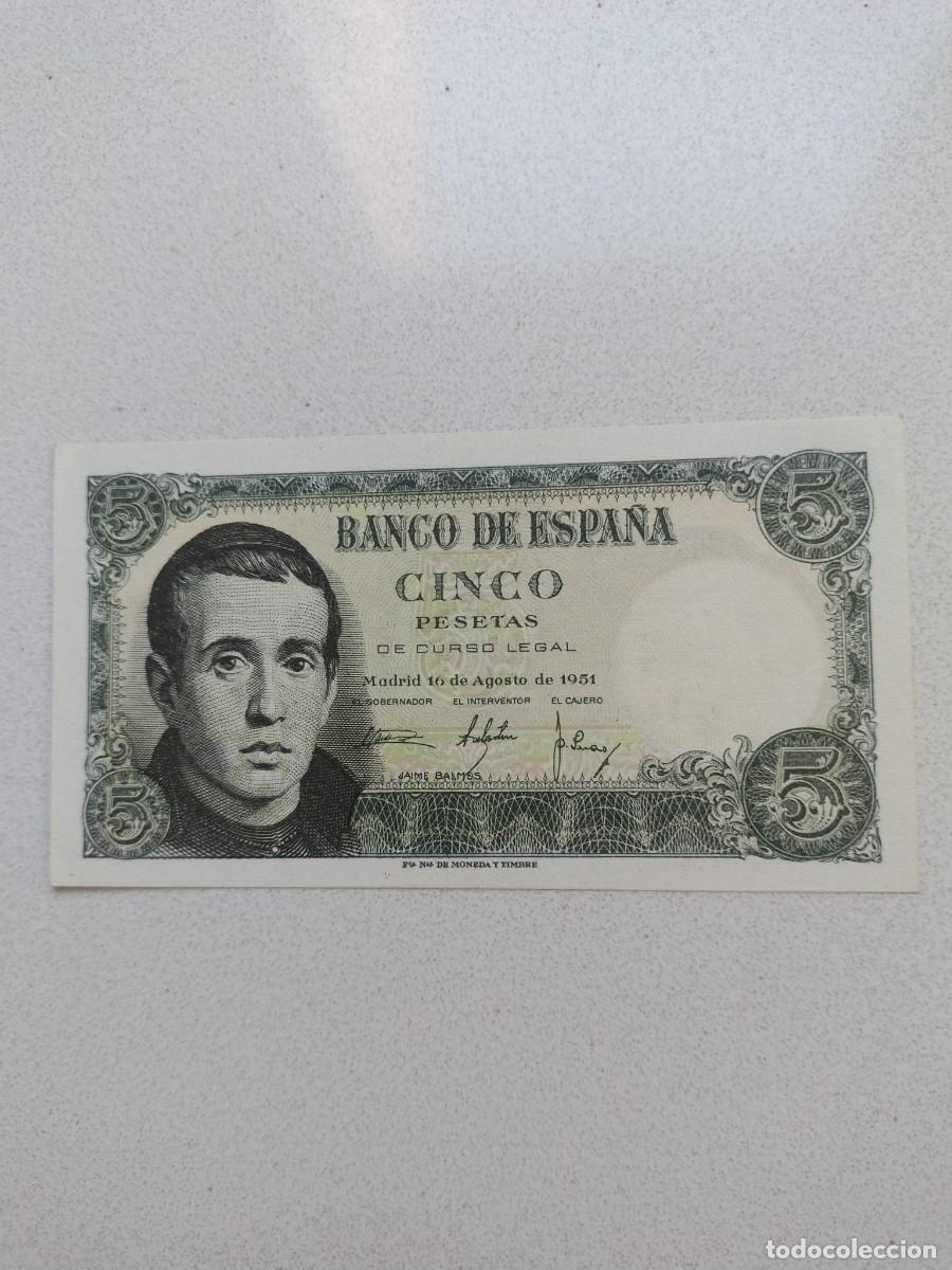 Billetes espa&ntilde;oles: No86-BILLETE 5 PESETAS 1951