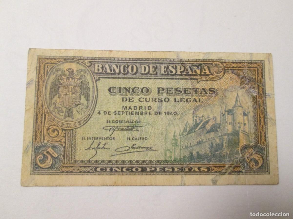 Billetes espa&ntilde;oles: 5 PESETAS 1940 SERIEJ CIRCULADO