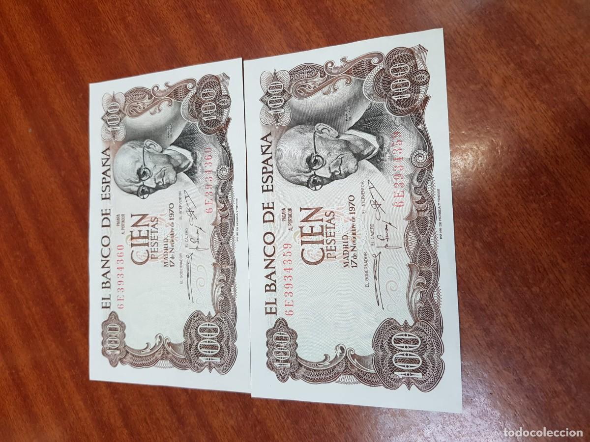 Billetes espa&ntilde;oles: ESPA&Ntilde;A-ESTADO ESPA&Ntilde;OL-100 PESETAS 1970 PAREJA CORRELATIVA