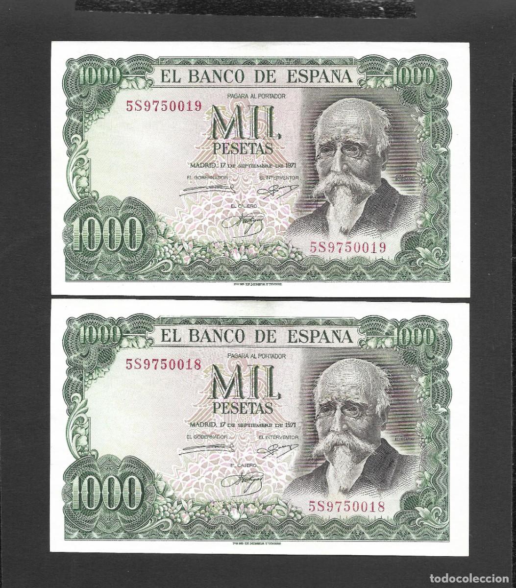 Billetes espa&ntilde;oles: PAREJA CORRELATIVA 1000 PESETAS 1971 SERIE 5S S/C-