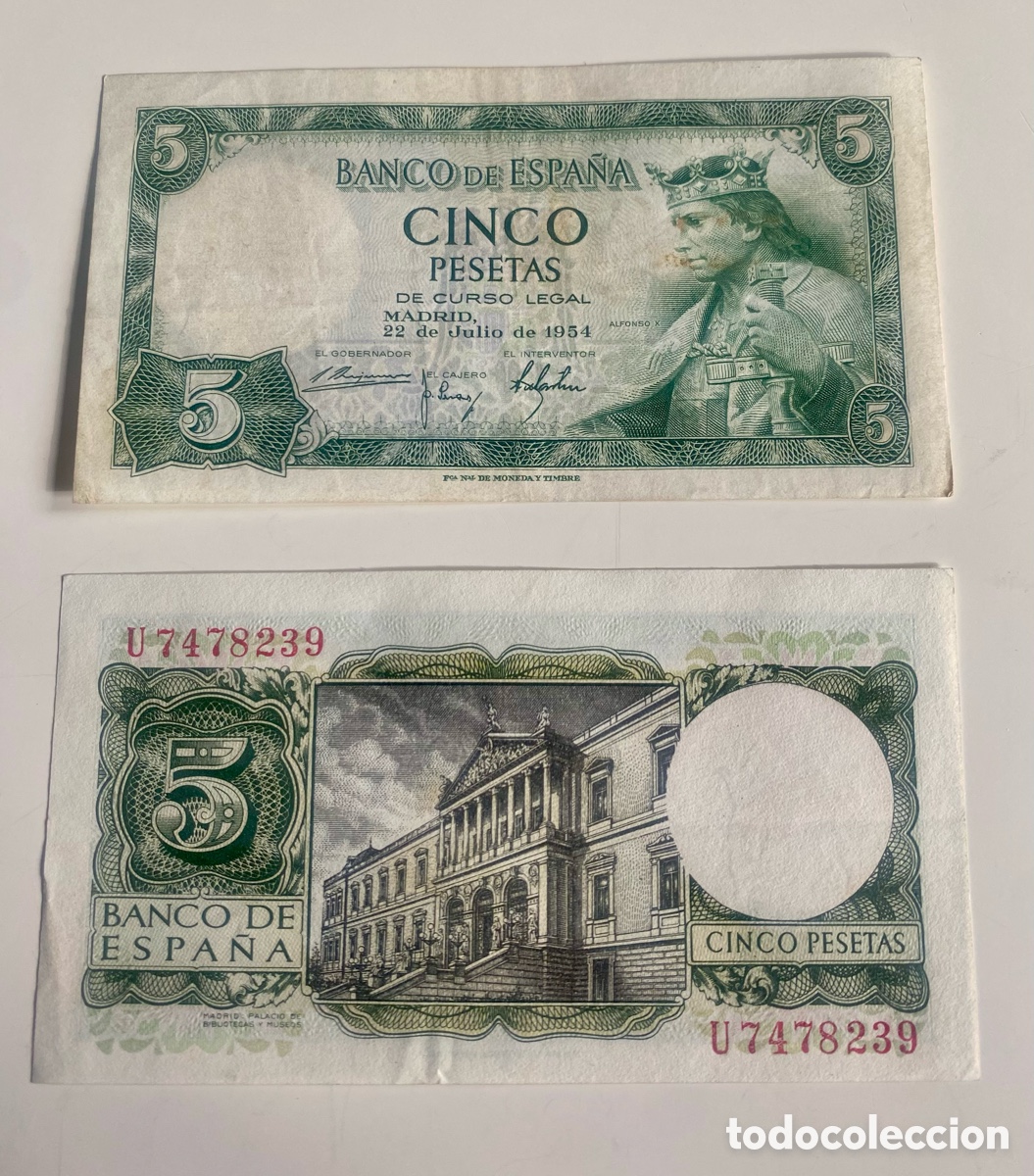 Billetes espa&ntilde;oles: Billetes de 5 pesetas - Foto 1