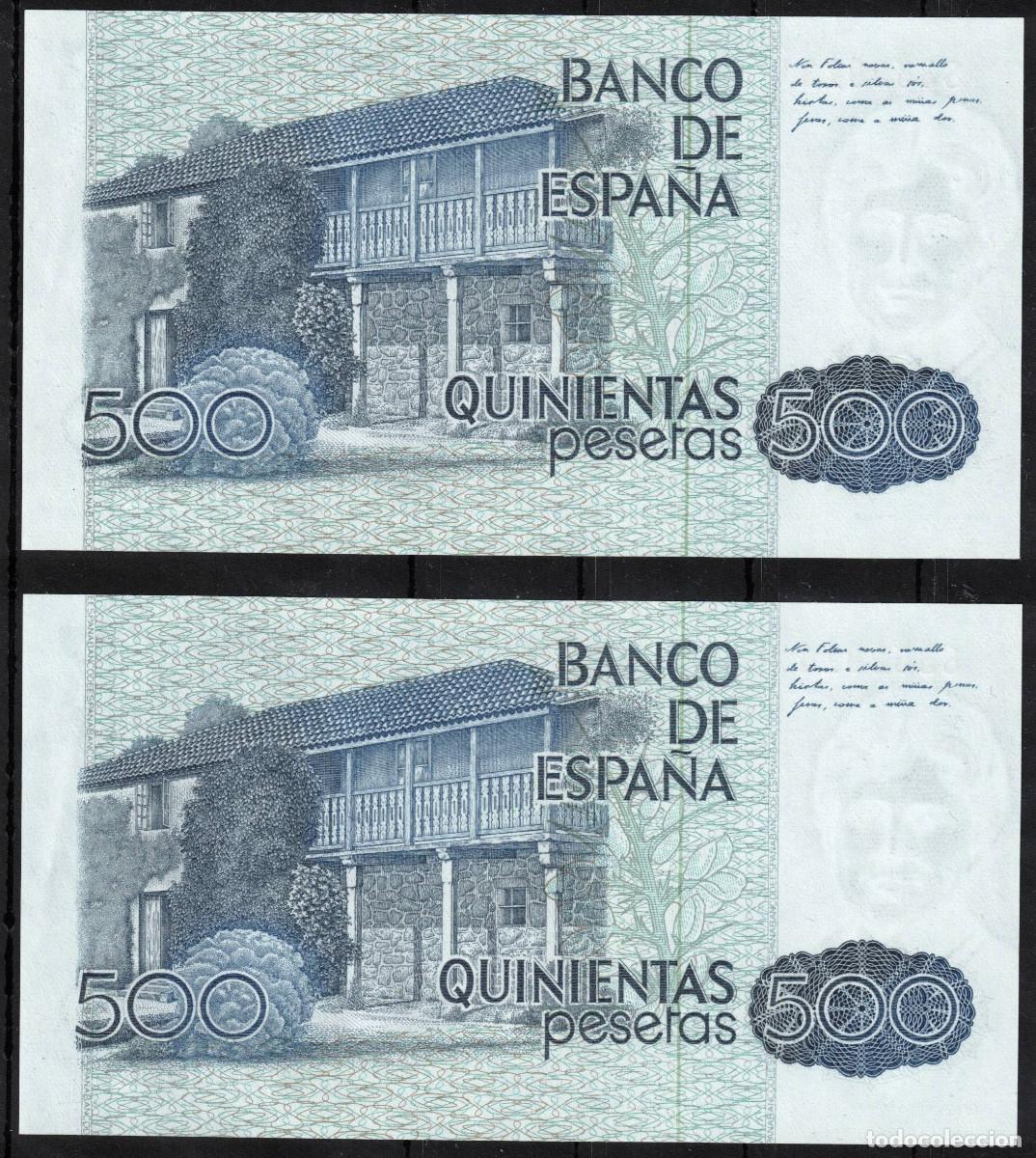 Billetes espa&ntilde;oles: ESPA&Ntilde;A PAREJA BILLETES 500 PESETAS A&Ntilde;O 1979 ROSALIA DE CASTRO - SIN SERIE - SC-