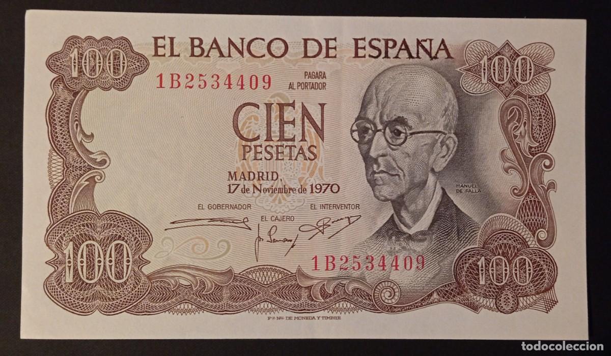 Billetes espa&ntilde;oles: 100 pesetas 1970 serie 1B (EBC+)