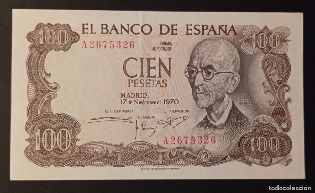 Billetes espa&ntilde;oles: 100 pesetas 1970 serie A (EBC+)