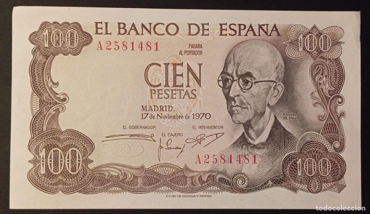 Billetes espa&ntilde;oles: 100 pesetas 1970 serie A (SC-)