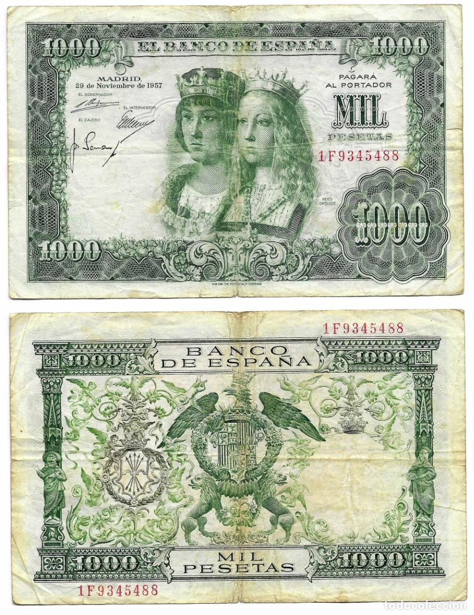Billetes espa&ntilde;oles: ESTADO ESPA&Ntilde;OL. 1957. 1000 PESETAS (BC/RC) Leves Roturas y Manchas