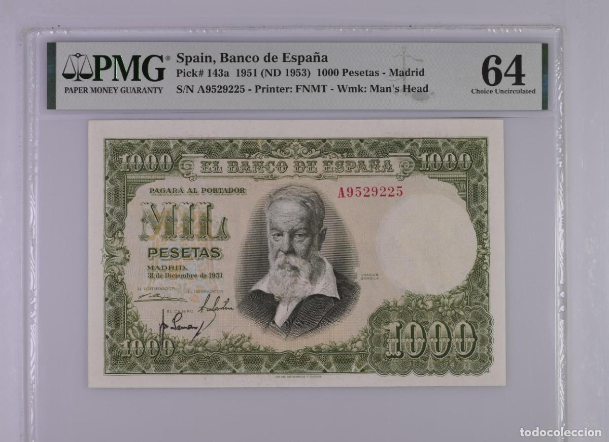Billetes espa&ntilde;oles: PRECIOSO SOROLLA PMG 64 SC |SOLO ACEPTO PAYPAL| BILLETE 1000 PESETAS 1951 LEER DESCRIPCION