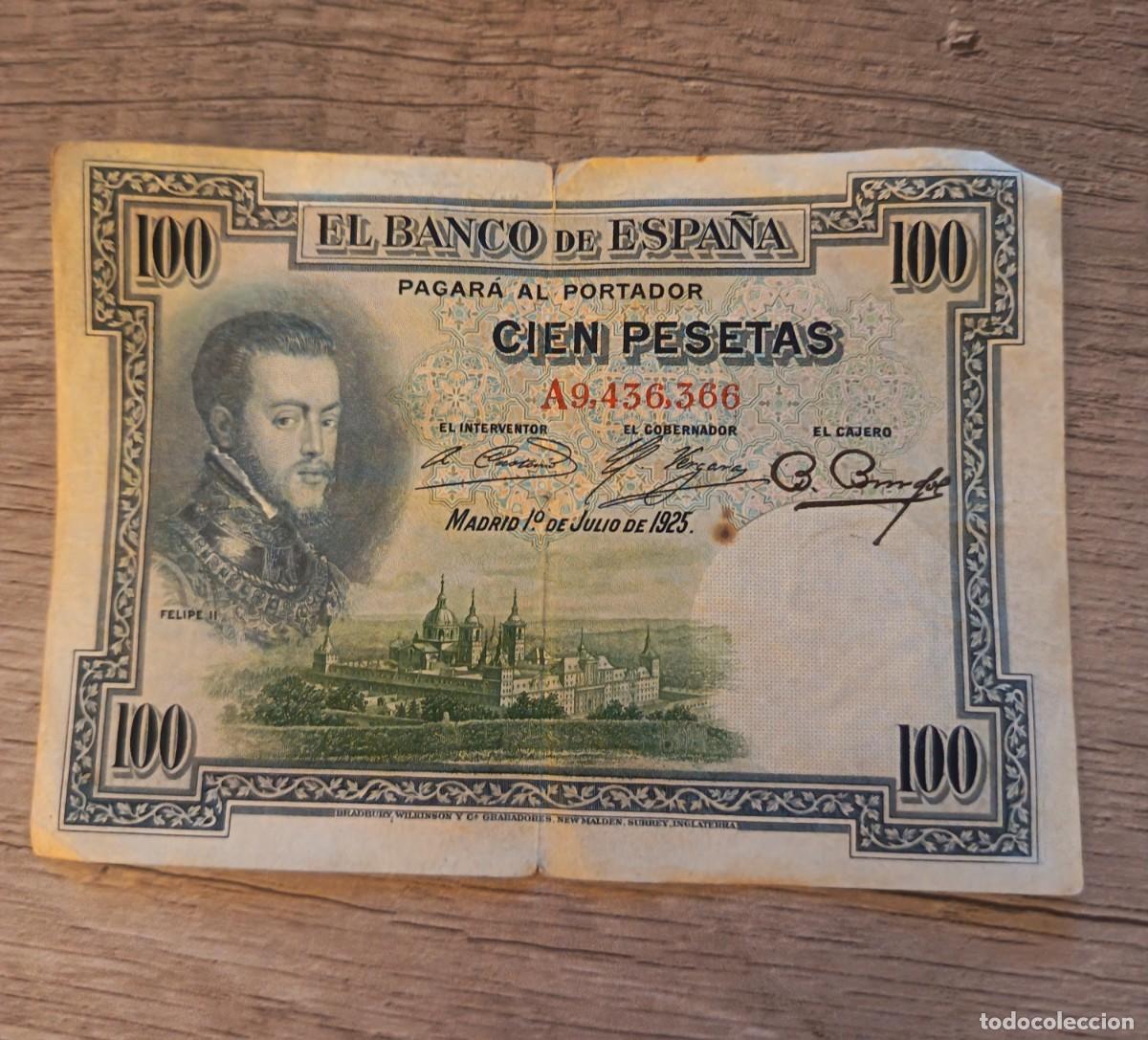 Billetes espa&ntilde;oles: Billete de 100 pesetas emitido en 1925