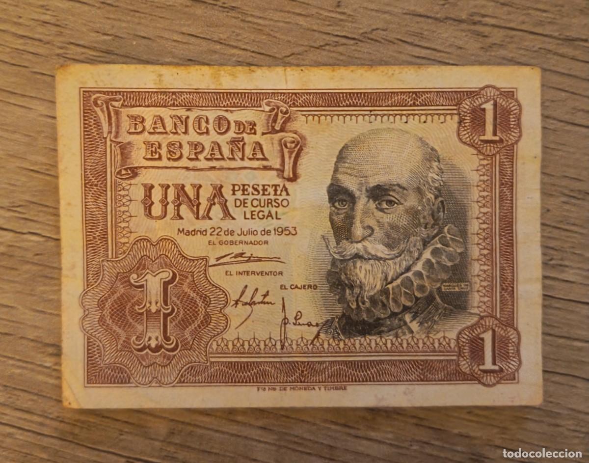 Billetes espa&ntilde;oles: Billete de 1 peseta emitido en 1953