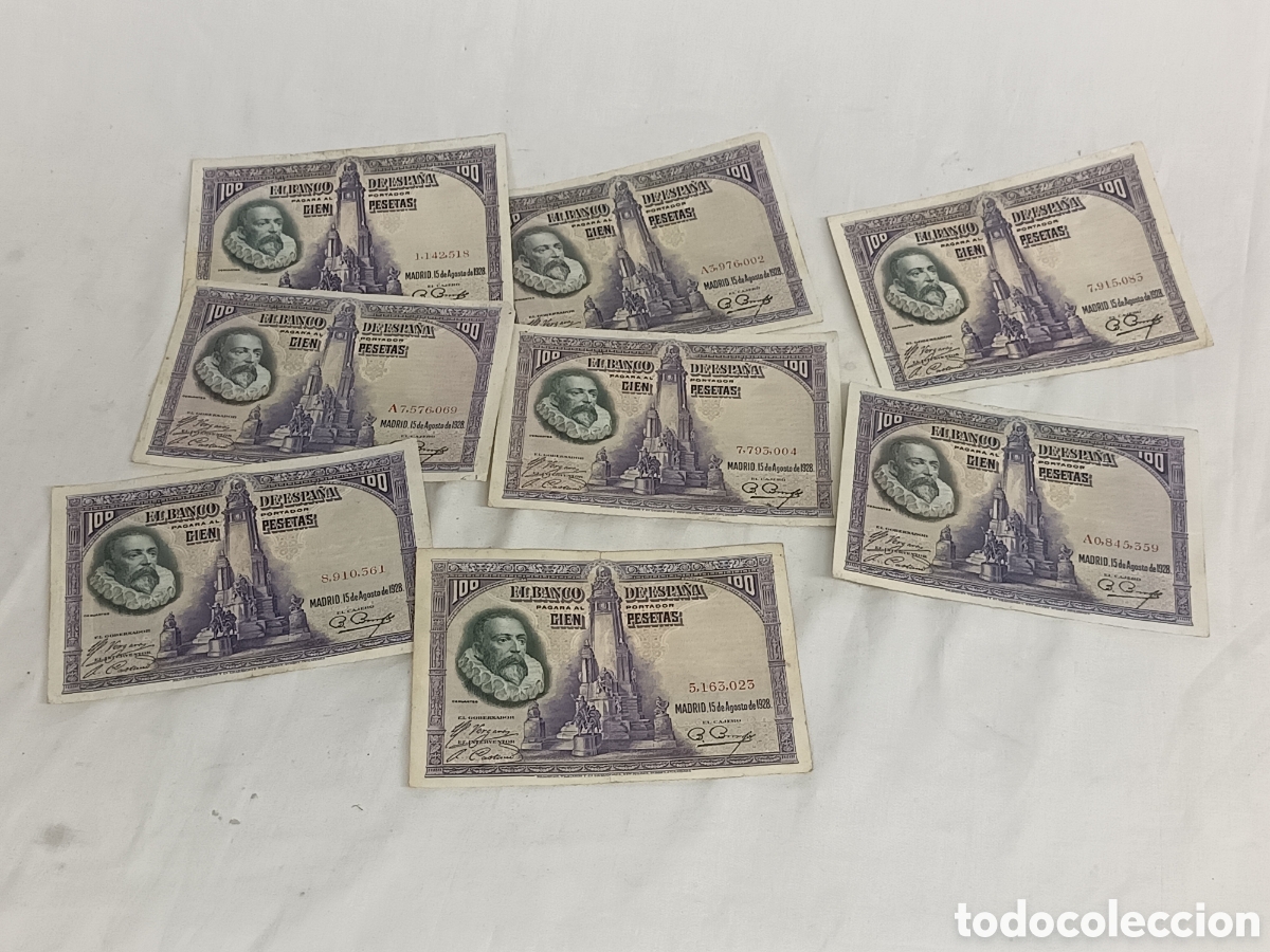 Billetes espa&ntilde;oles: X 8 BILLETES DE 100 PESETAS DE 1928 , ORIGINALES