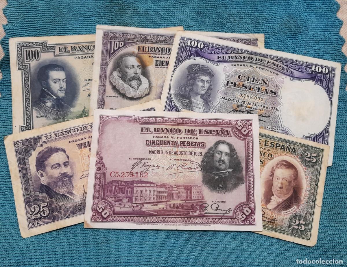 Billetes espa&ntilde;oles: Lote de 6 billetes antiguos de Pesetas