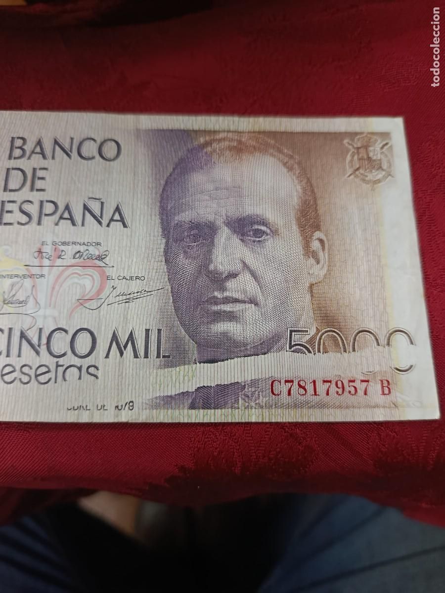Billetes espa&ntilde;oles: Billete de 5000 pesetas de 1979 con error de impresi&oacute;n