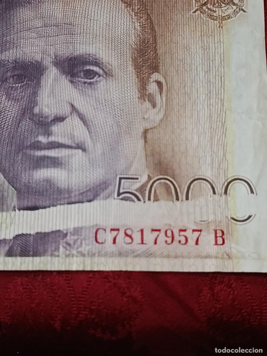 Billetes espa&ntilde;oles: Billete de 5000 pesetas de 1979 con error de impresi&oacute;n - Foto 3
