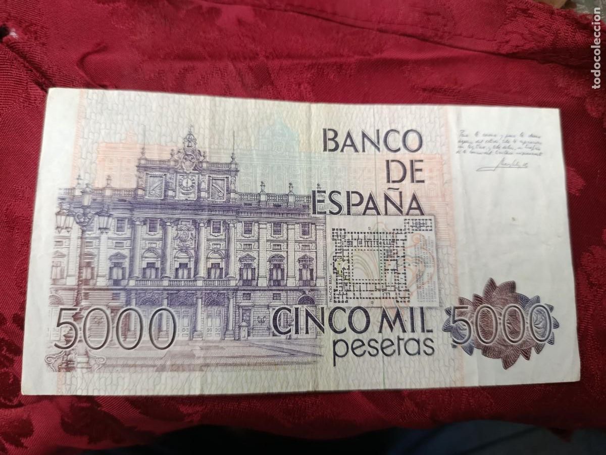 Billetes espa&ntilde;oles: Billete de 5000 pesetas de 1979 con error de impresi&oacute;n - Foto 6