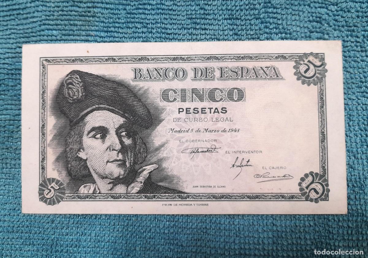 Billetes espa&ntilde;oles: Billete de 5 Pesetas 1948 SC - Foto 1