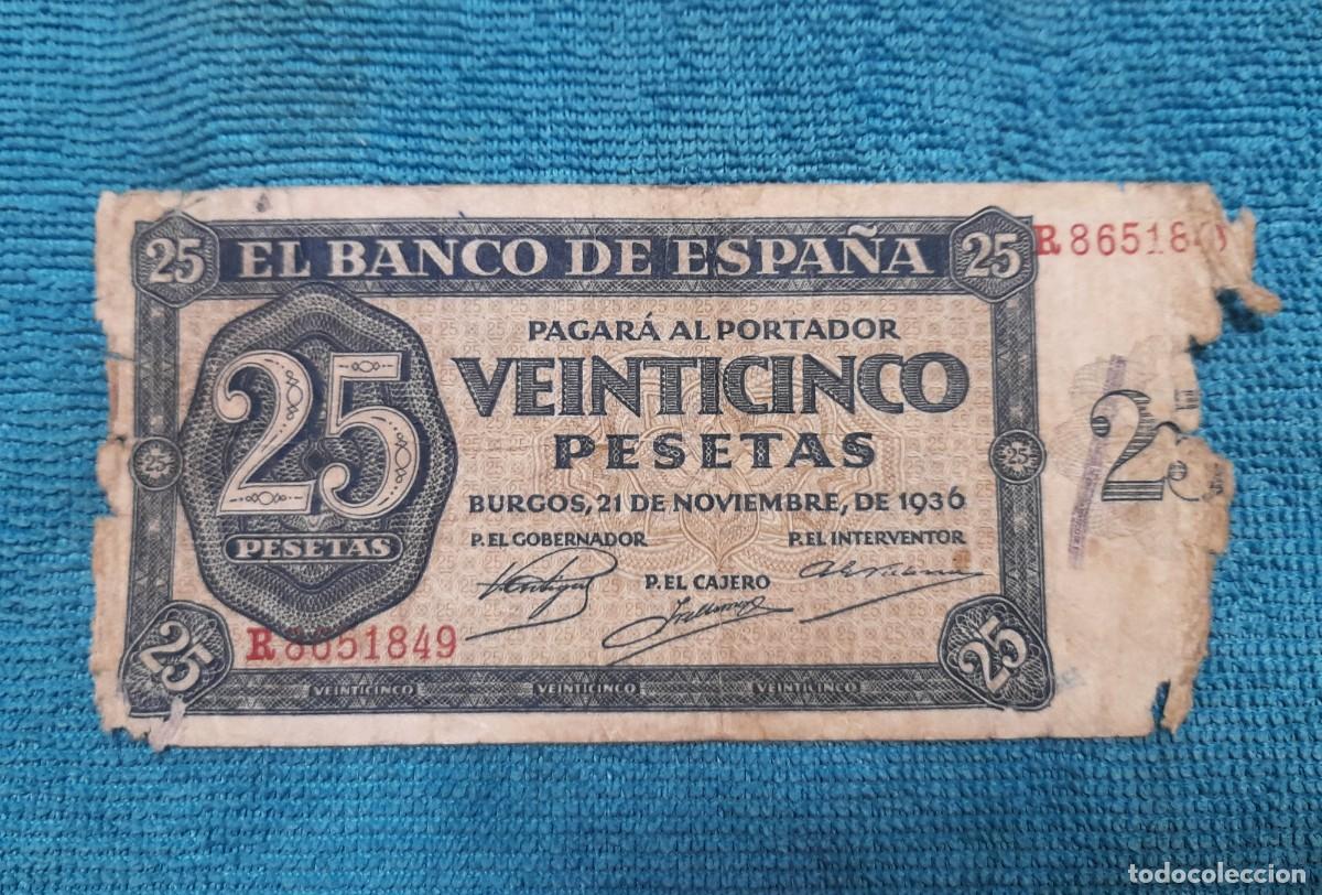 Billetes espa&ntilde;oles: Billete de 25 Pesetas 1936 Burgos