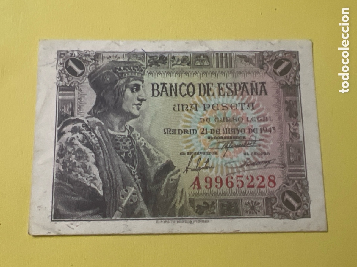 Billetes espa&ntilde;oles: A73. BILLETE ESPA&Ntilde;A 1 PESETA 1943 FERNANDO EL CATOLICO