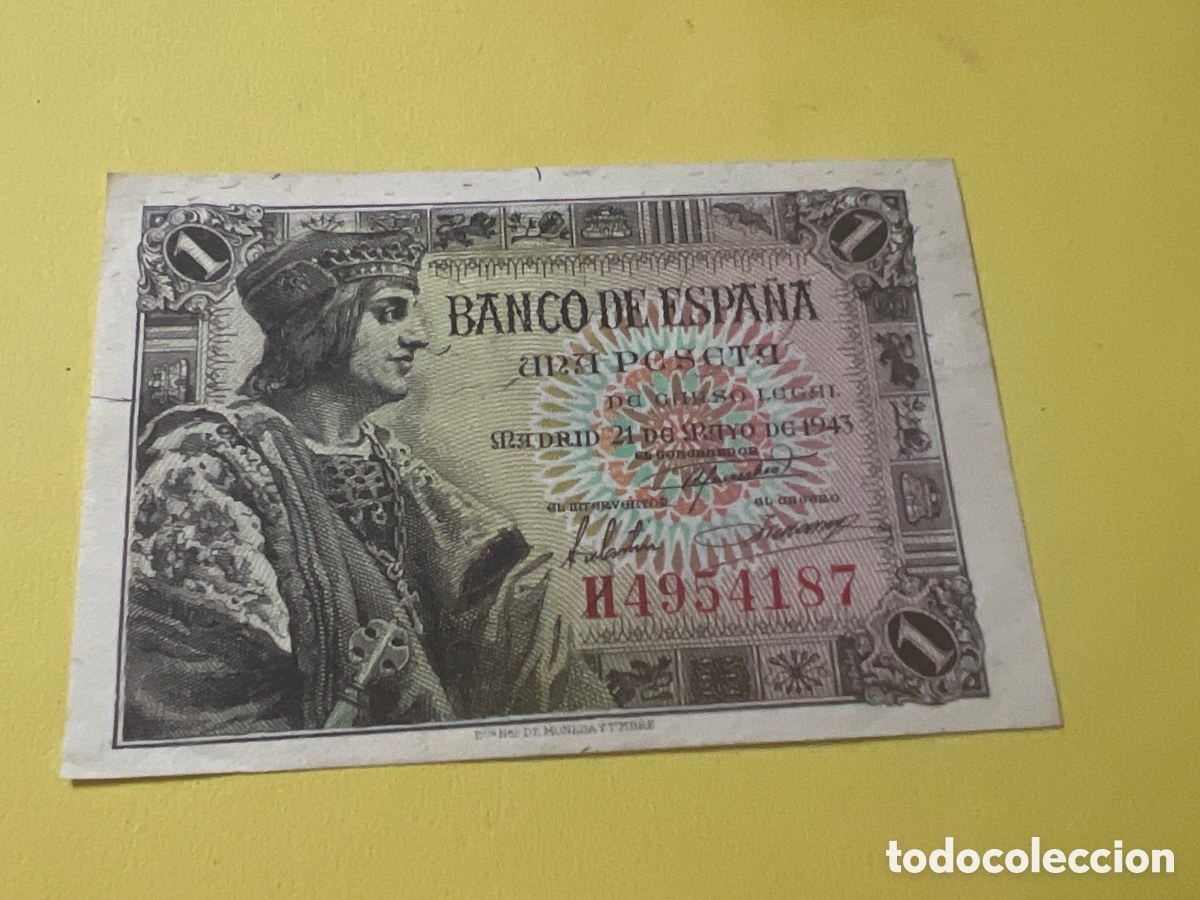 Billetes espa&ntilde;oles: A74. BILLETE ESPA&Ntilde;A 1 PESETA 1943 FERNANDO EL CATOLICO