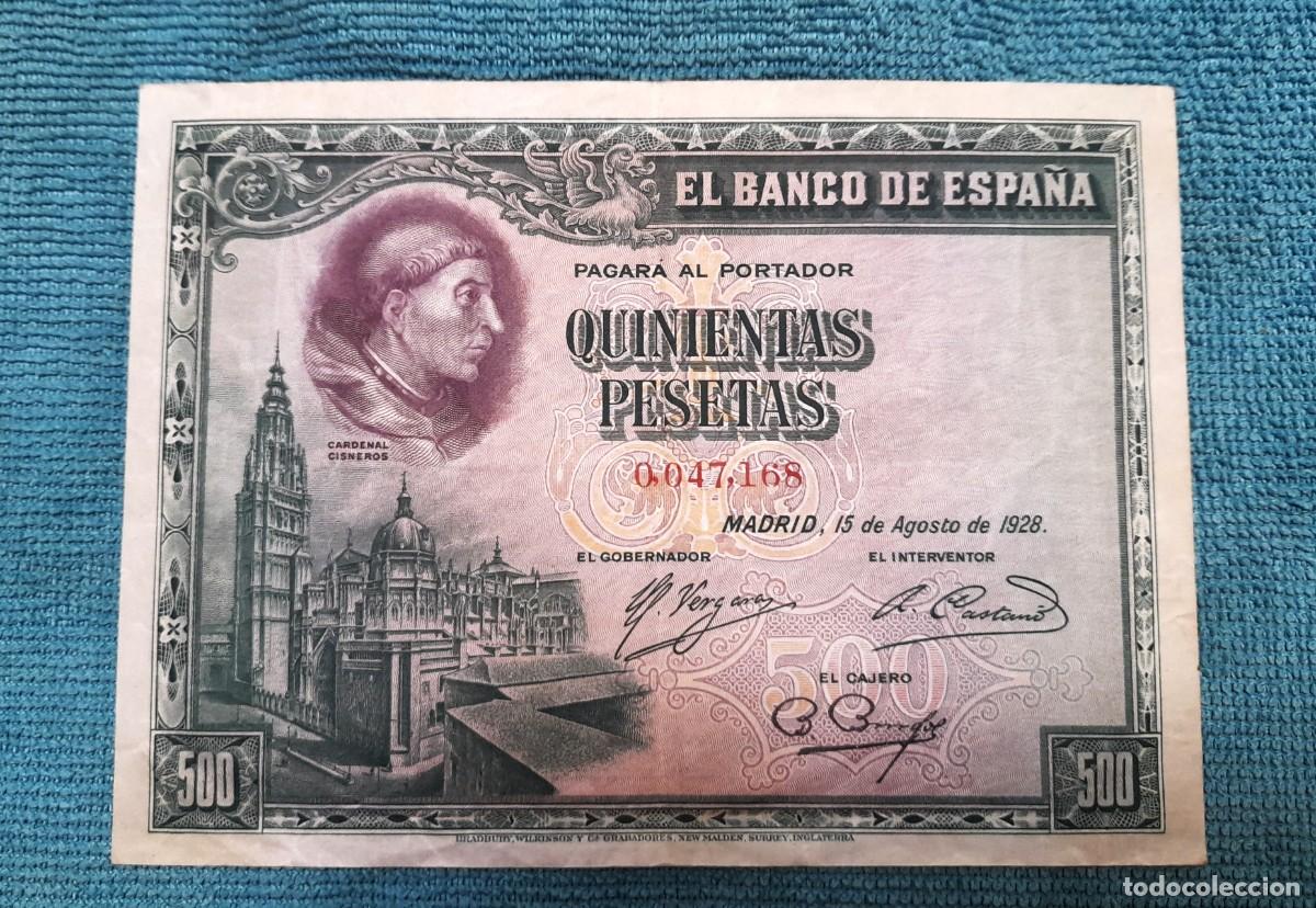 Billetes espa&ntilde;oles: Billete de 500 Pesetas 1928 sin Serie