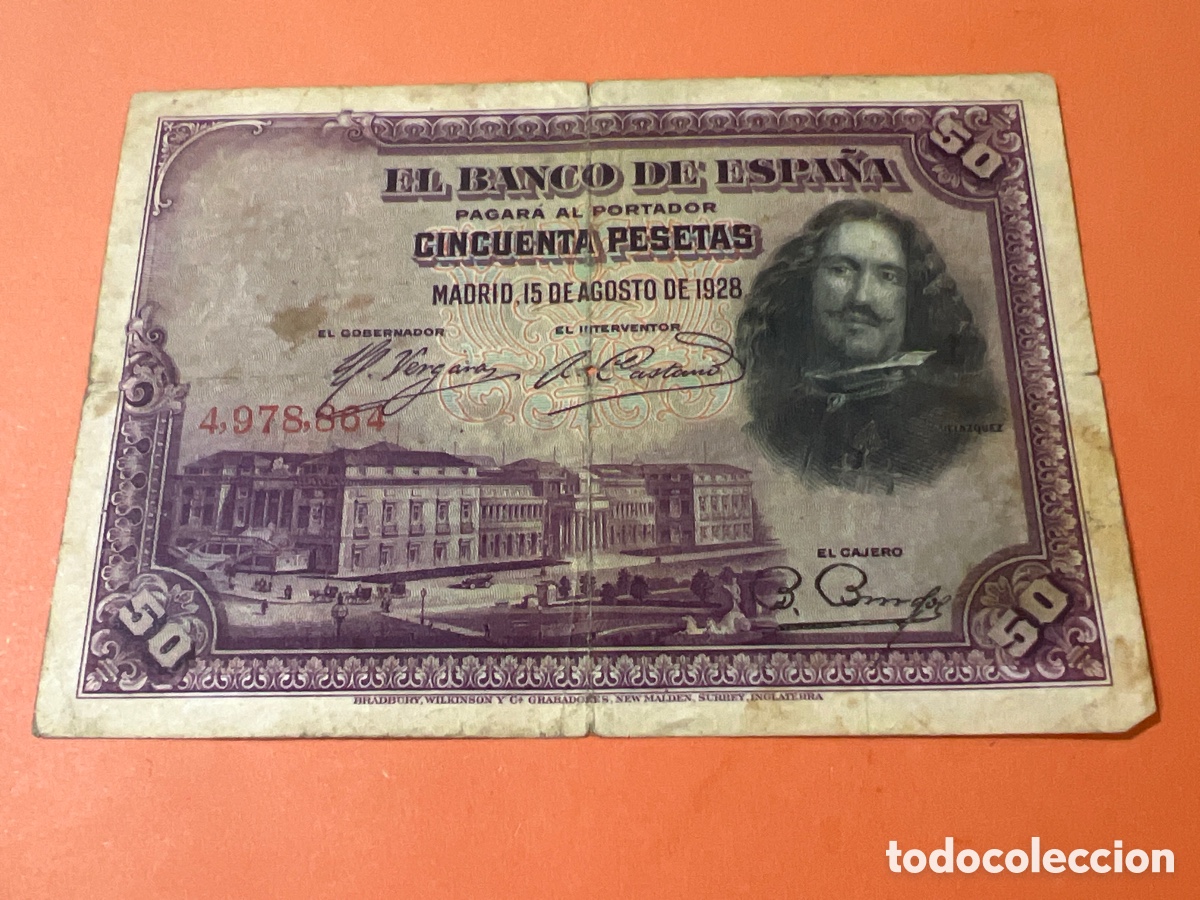Billetes espa&ntilde;oles: A83. BILLETE - CINCUENTA PESETAS - 50 PTAS - 1928 - BANCO DE ESPA&Ntilde;A - DIEGO VELAZQUEZ