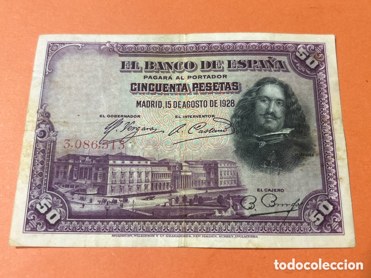 Billetes espa&ntilde;oles: A84. BILLETE - CINCUENTA PESETAS - 50 PTAS - 1928 - BANCO DE ESPA&Ntilde;A - DIEGO VELAZQUEZ