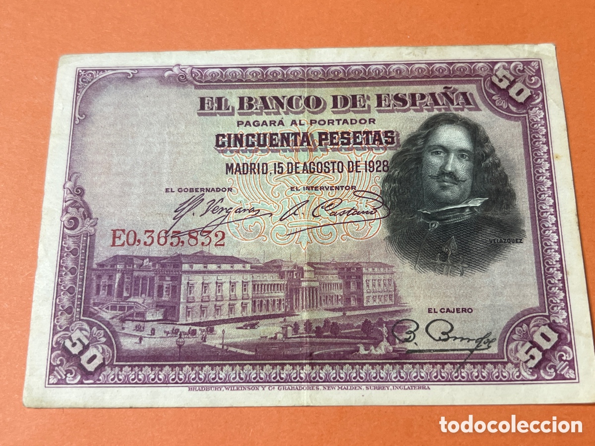 Billetes espa&ntilde;oles: A85. BILLETE - CINCUENTA PESETAS - 50 PTAS - 1928 - BANCO DE ESPA&Ntilde;A - DIEGO VELAZQUEZ