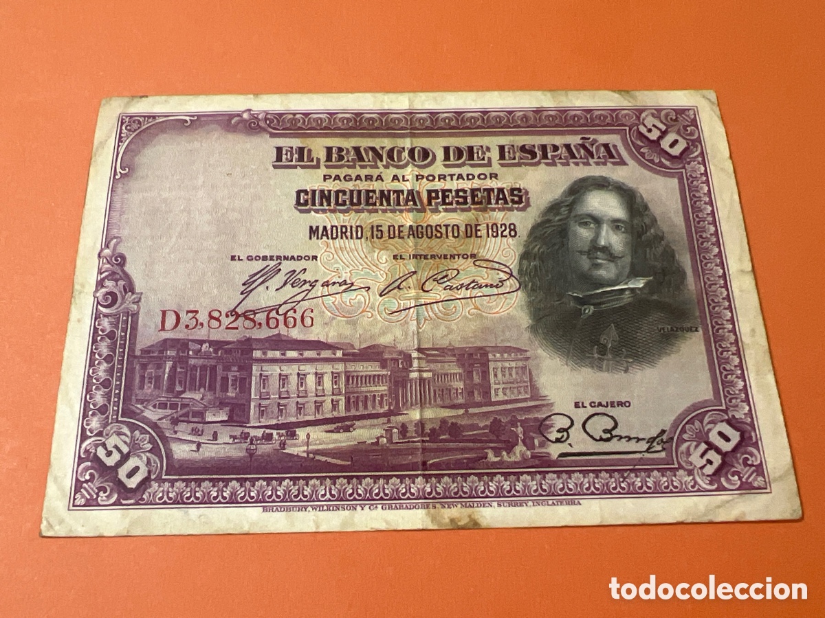 Billetes espa&ntilde;oles: A86. BILLETE - CINCUENTA PESETAS - 50 PTAS - 1928 - BANCO DE ESPA&Ntilde;A - DIEGO VELAZQUEZ
