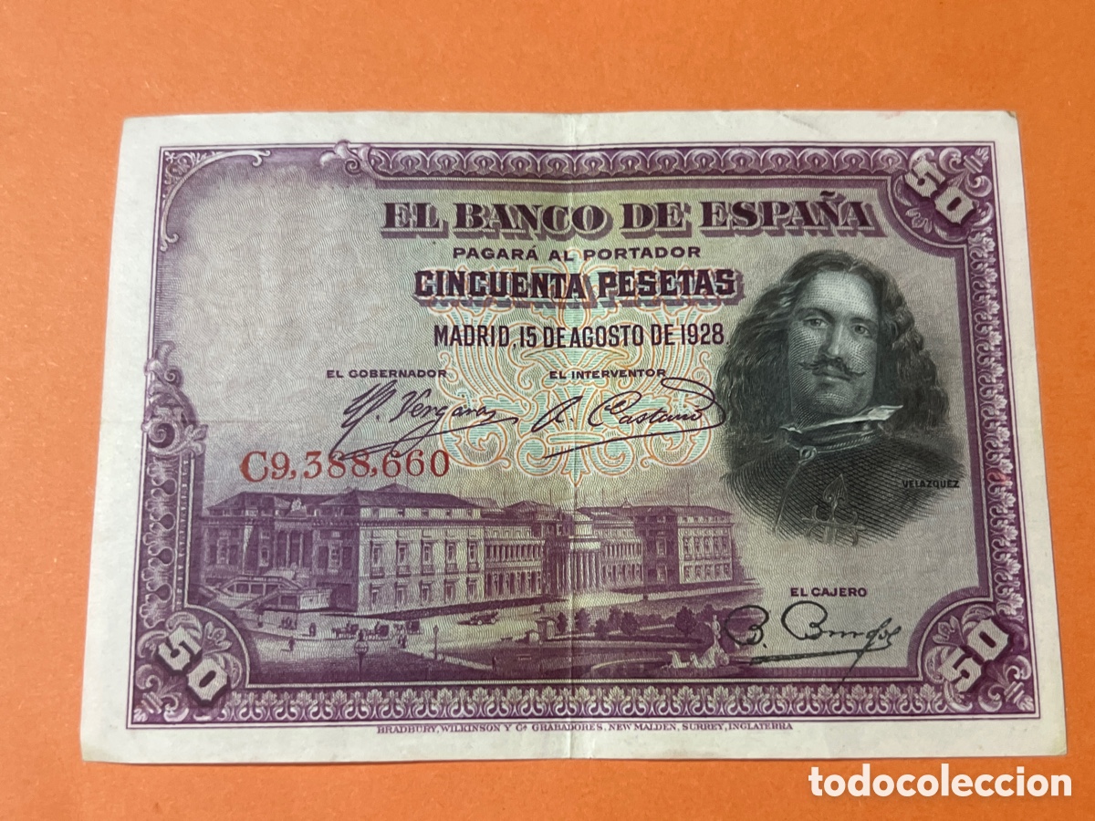 Billetes espa&ntilde;oles: A87. BILLETE - CINCUENTA PESETAS - 50 PTAS - 1928 - BANCO DE ESPA&Ntilde;A - DIEGO VELAZQUEZ