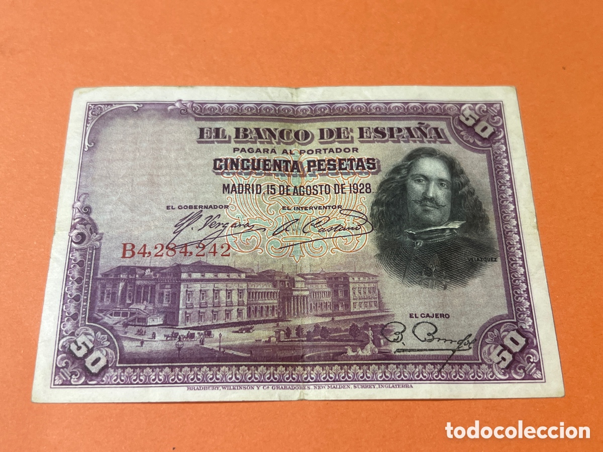 Billetes espa&ntilde;oles: A89. BILLETE - CINCUENTA PESETAS - 50 PTAS - 1928 - BANCO DE ESPA&Ntilde;A - DIEGO VELAZQUEZ