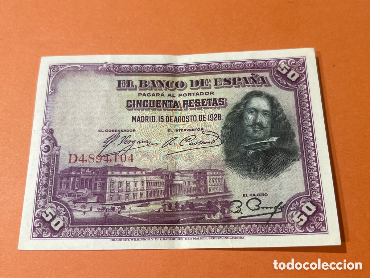 Billetes espa&ntilde;oles: A90. BILLETE - CINCUENTA PESETAS - 50 PTAS - 1928 - BANCO DE ESPA&Ntilde;A - DIEGO VELAZQUEZ