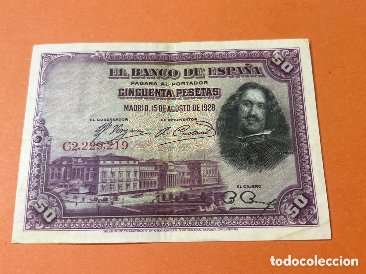 Billetes espa&ntilde;oles: A81. BILLETE - CINCUENTA PESETAS - 50 PTAS - 1928 - BANCO DE ESPA&Ntilde;A - DIEGO VELAZQUEZ