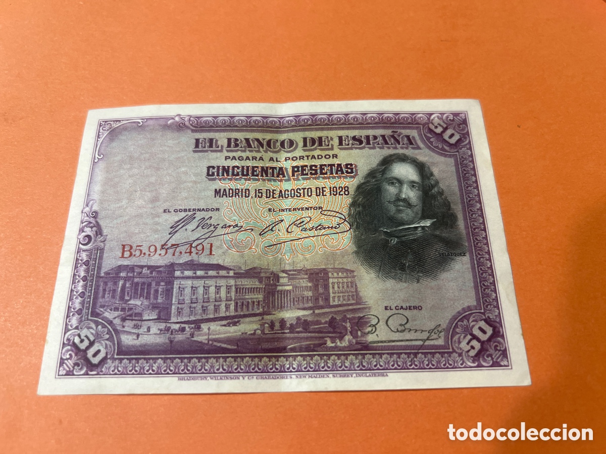 Billetes espa&ntilde;oles: A92. BILLETE - CINCUENTA PESETAS - 50 PTAS - 1928 - BANCO DE ESPA&Ntilde;A - DIEGO VELAZQUEZ