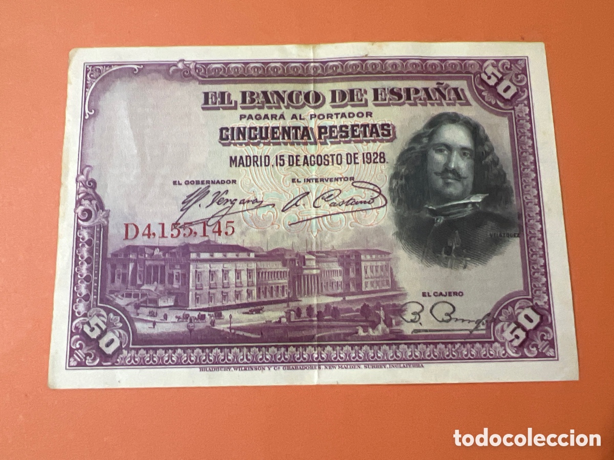 Billetes espa&ntilde;oles: A96. BILLETE - CINCUENTA PESETAS - 50 PTAS - 1928 - BANCO DE ESPA&Ntilde;A - DIEGO VELAZQUEZ
