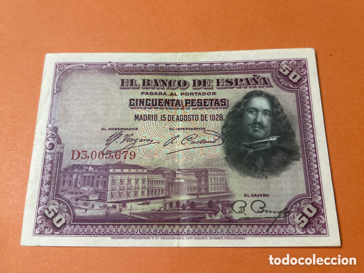 Billetes espa&ntilde;oles: A97. BILLETE - CINCUENTA PESETAS - 50 PTAS - 1928 - BANCO DE ESPA&Ntilde;A - DIEGO VELAZQUEZ